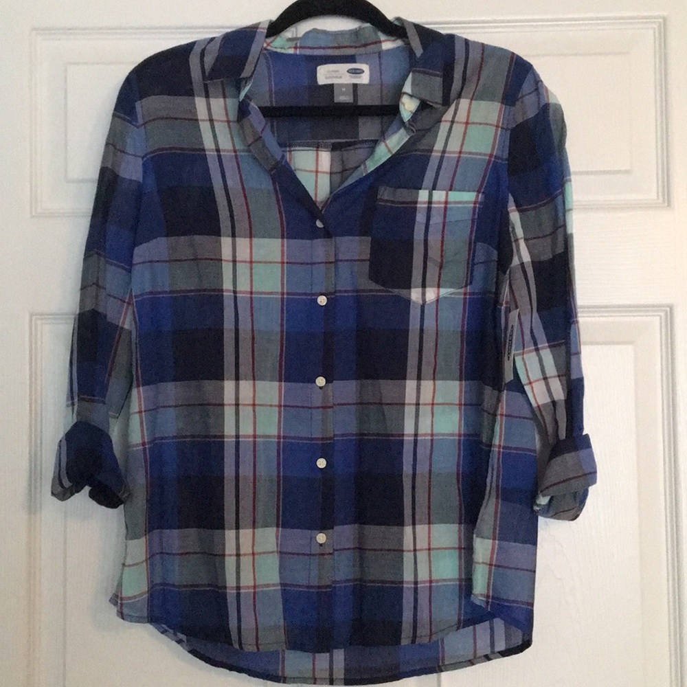 Blue plaid shirt